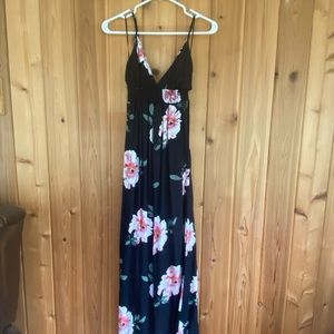 Love Stitch | black floral maxi dress